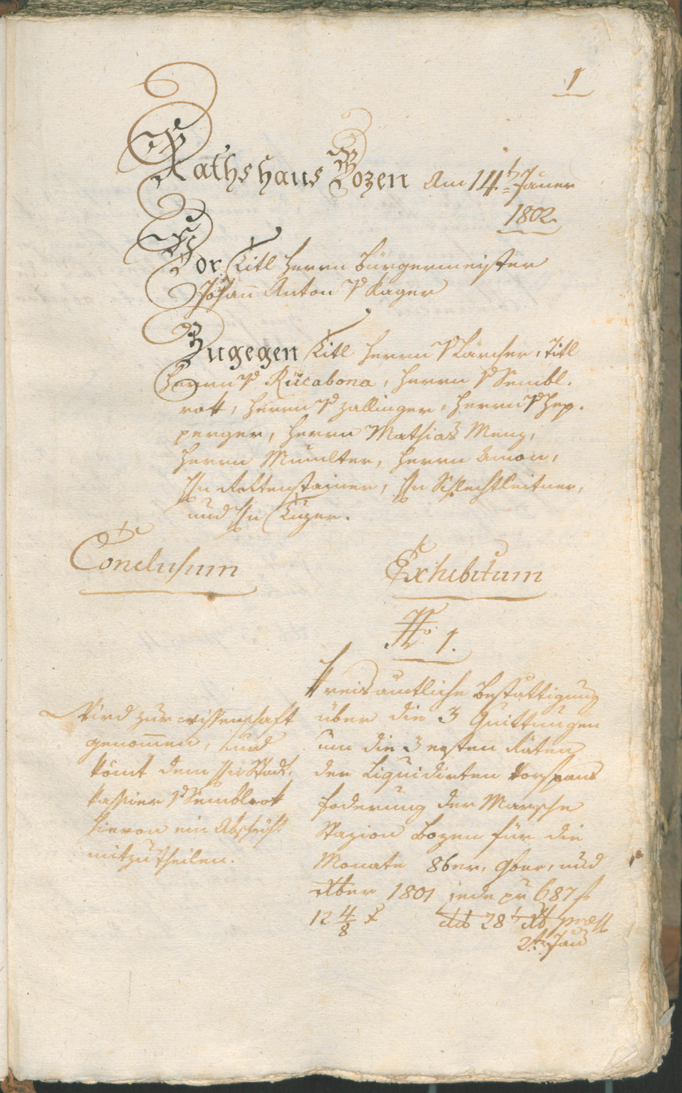 Civic Archives of Bozen-Bolzano - BOhisto Ratsprotokoll 1802 