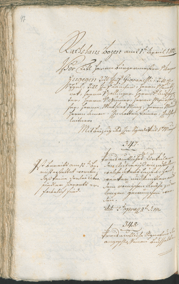 Stadtarchiv Bozen - BOhisto Ratsprotokoll 1803 