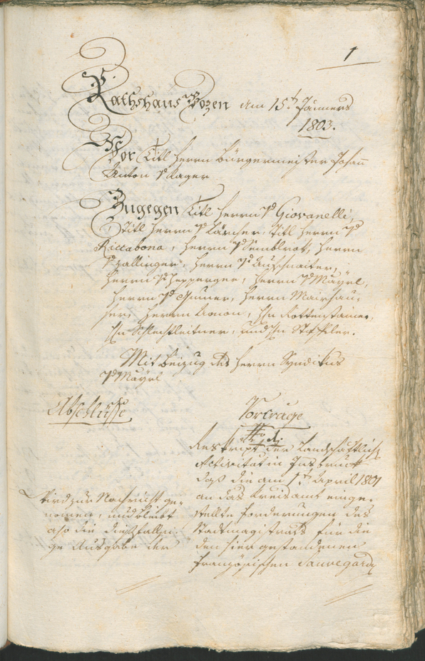 Civic Archives of Bozen-Bolzano - BOhisto Ratsprotokoll 1803 