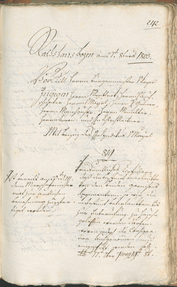 Stadtarchiv Bozen - BOhisto Ratsprotokoll 1803 