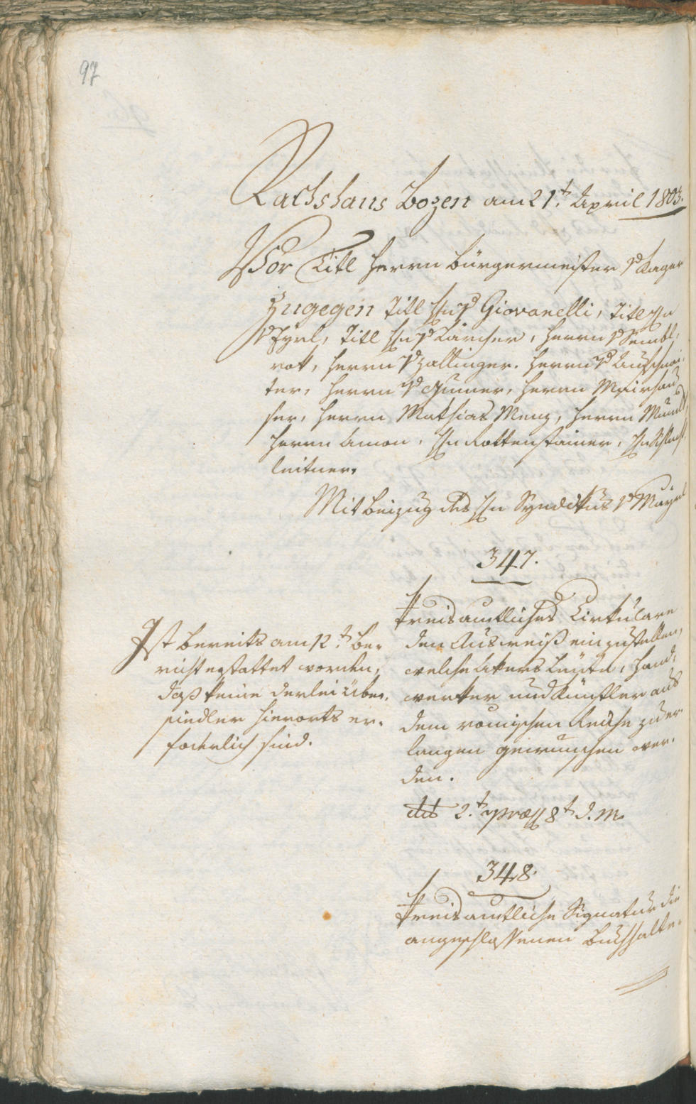 Civic Archives of Bozen-Bolzano - BOhisto Ratsprotokoll 1803 