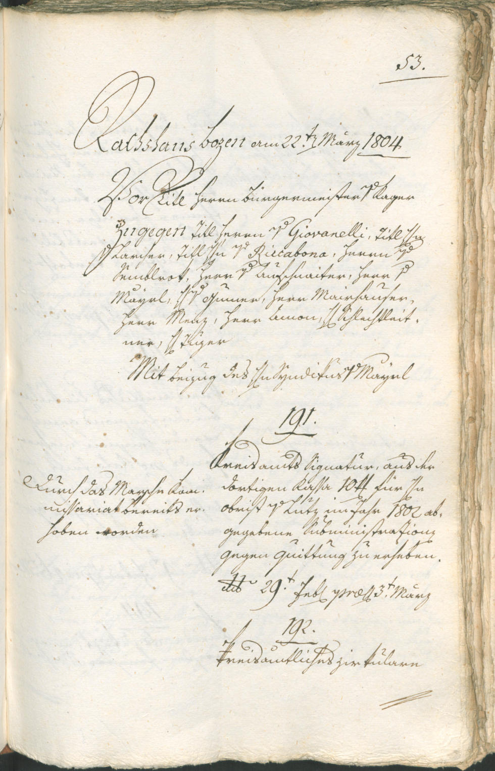 Civic Archives of Bozen-Bolzano - BOhisto Ratsprotokoll 1804 