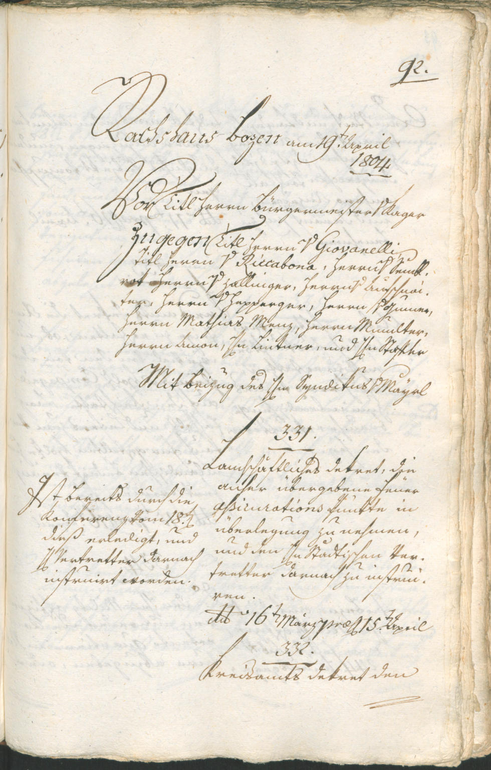Civic Archives of Bozen-Bolzano - BOhisto Ratsprotokoll 1804 