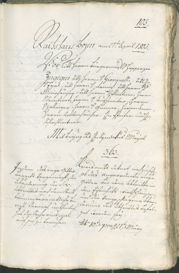 Civic Archives of Bozen-Bolzano - BOhisto Ratsprotokoll 1805 