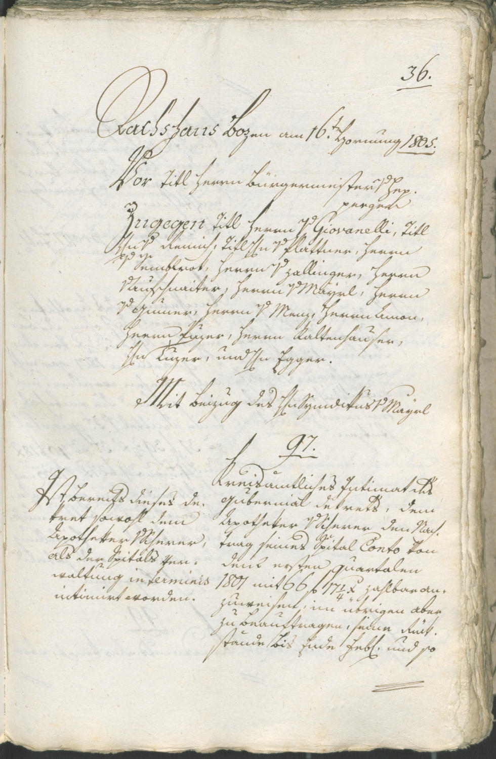 Stadtarchiv Bozen - BOhisto Ratsprotokoll 1805 