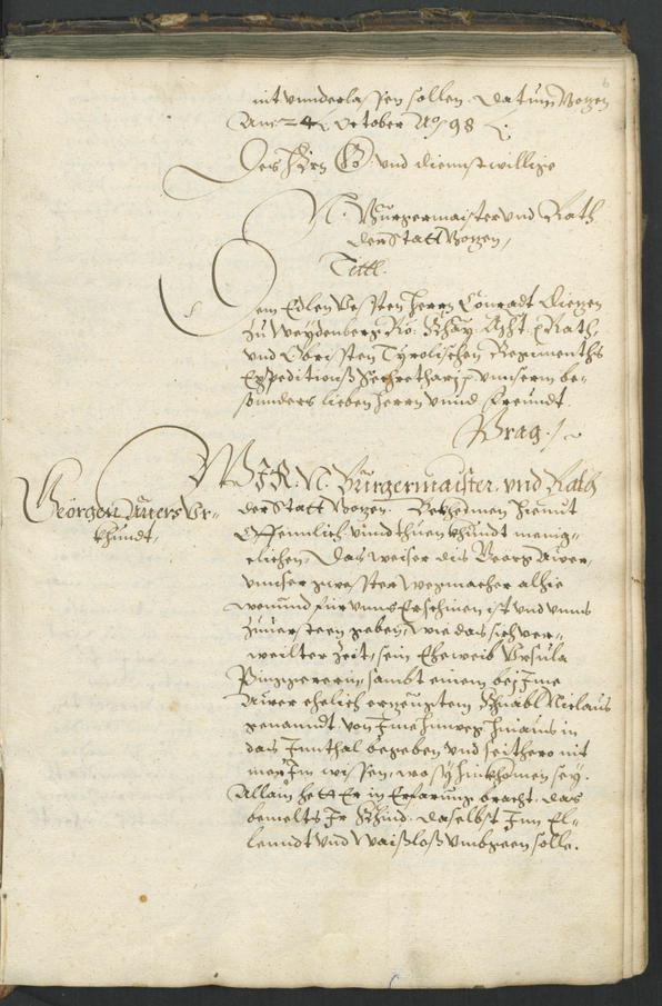 Archivio Storico della Città di Bolzano - BOhisto protocollo consiliare copiale  1598/1601 