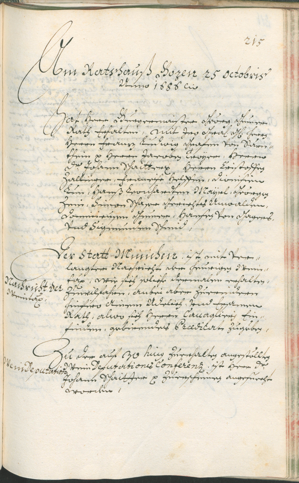 Stadtarchiv Bozen - BOhisto Ratsprotokoll 1685/87 