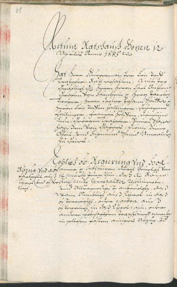 Stadtarchiv Bozen - BOhisto Ratsprotokoll 1685/87 