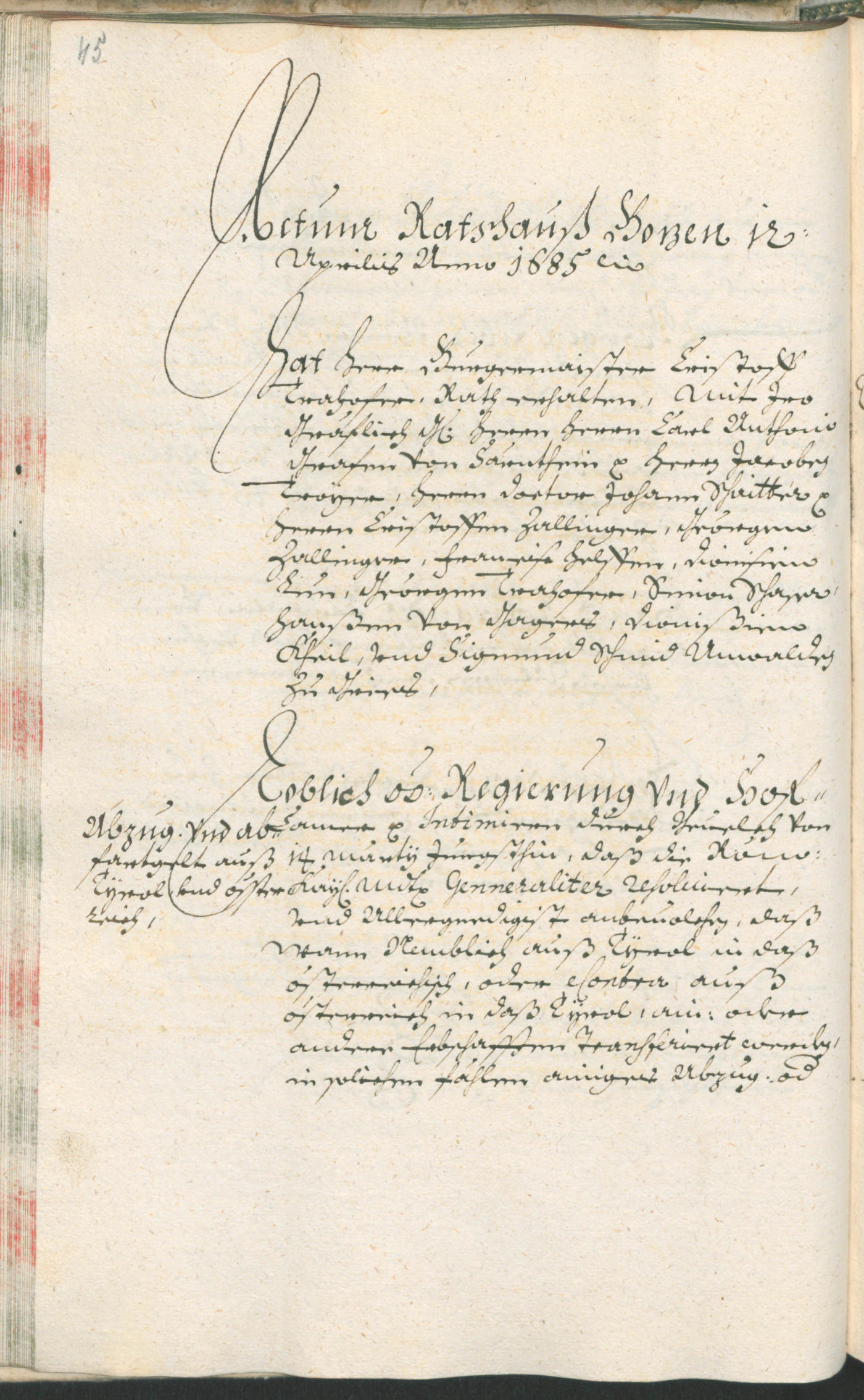 Stadtarchiv Bozen - BOhisto Ratsprotokoll 1685/87 