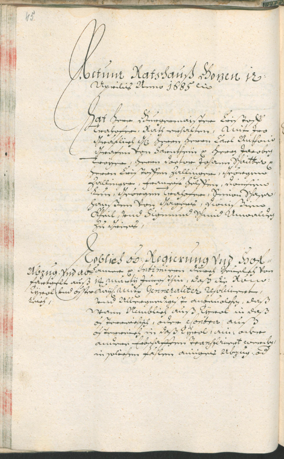 Civic Archives of Bozen-Bolzano - BOhisto Ratsprotokoll 1685/87 