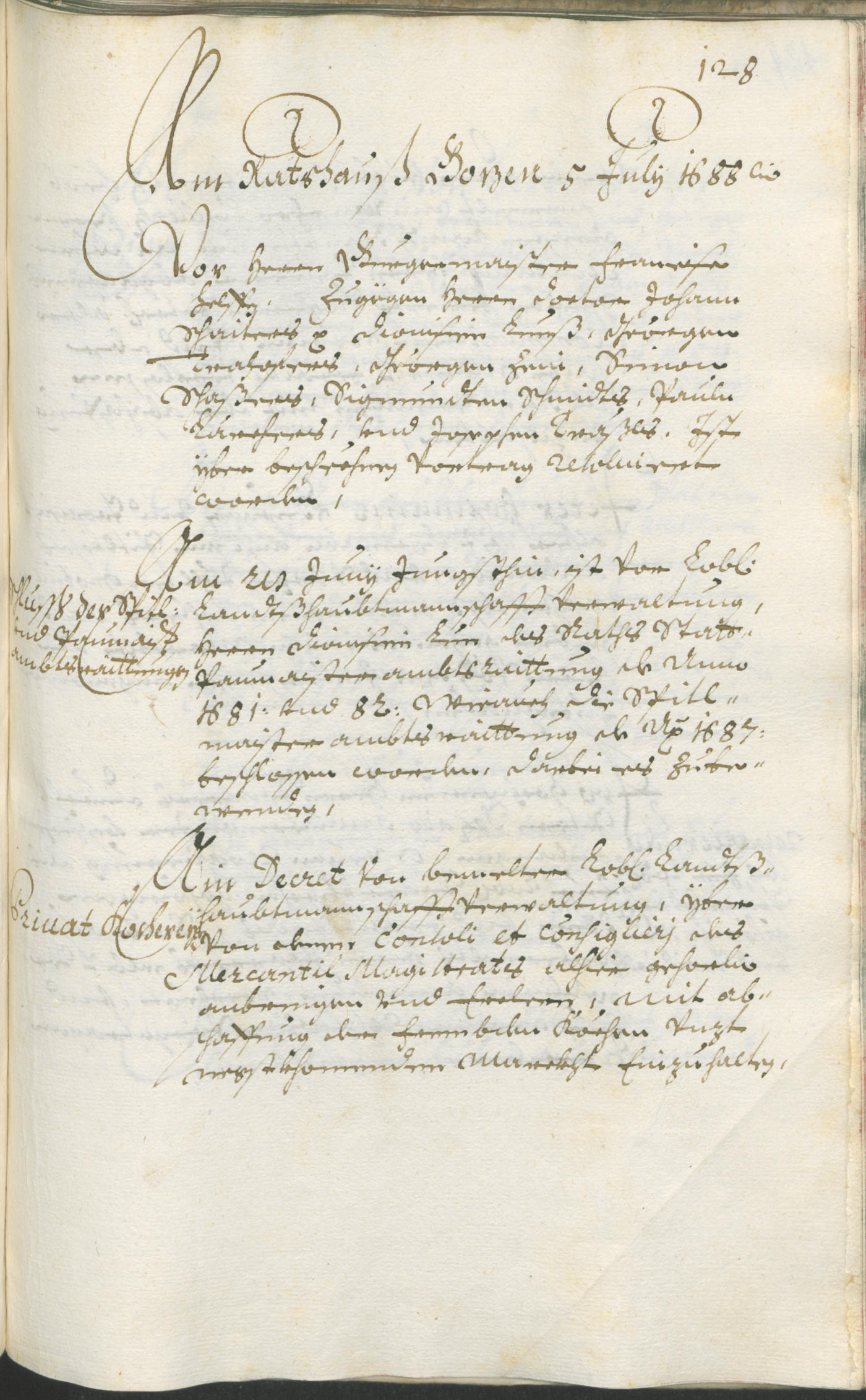 Stadtarchiv Bozen - BOhisto Ratsprotokoll 1687/89 