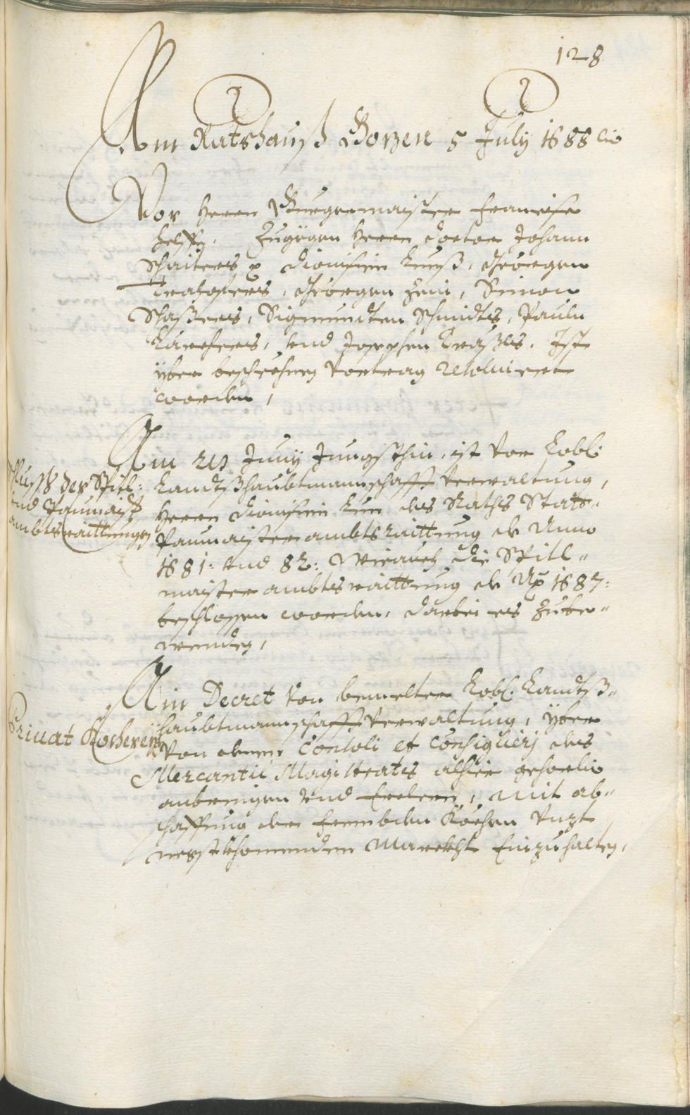Stadtarchiv Bozen - BOhisto Ratsprotokoll 1687/89 