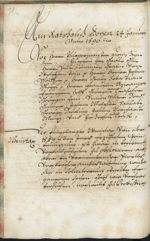 Stadtarchiv Bozen - BOhisto Ratsprotokoll 1689/91 