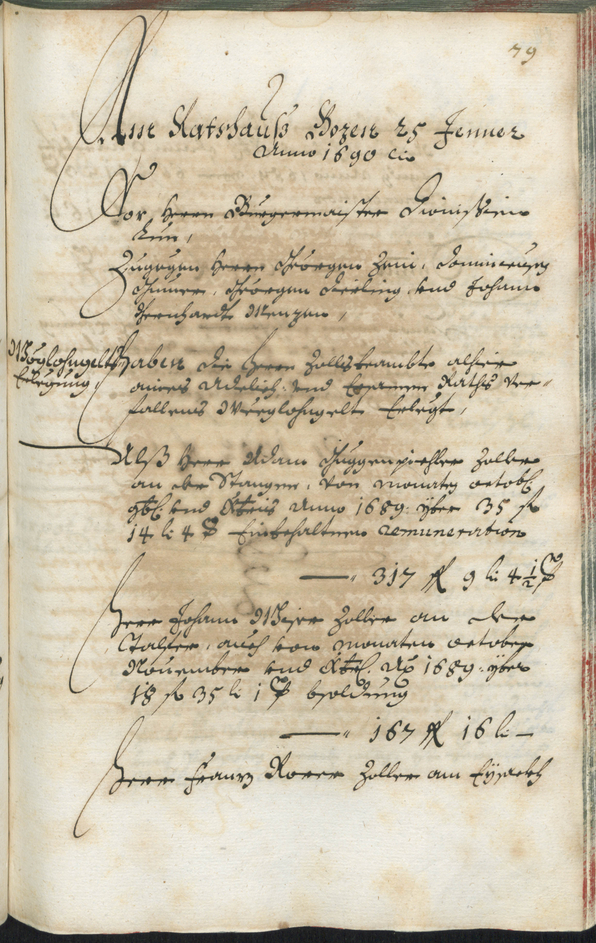 Stadtarchiv Bozen - BOhisto Ratsprotokoll 1689/91 