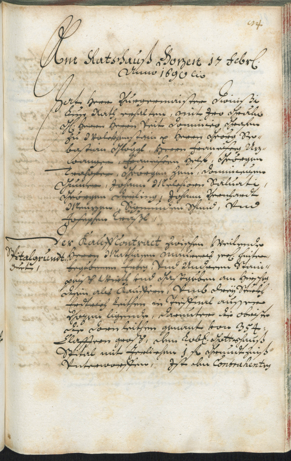 Stadtarchiv Bozen - BOhisto Ratsprotokoll 1689/91 