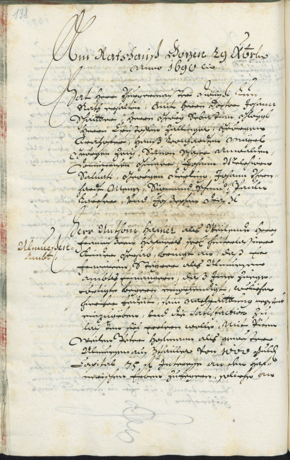 Stadtarchiv Bozen - BOhisto Ratsprotokoll 1689/91 