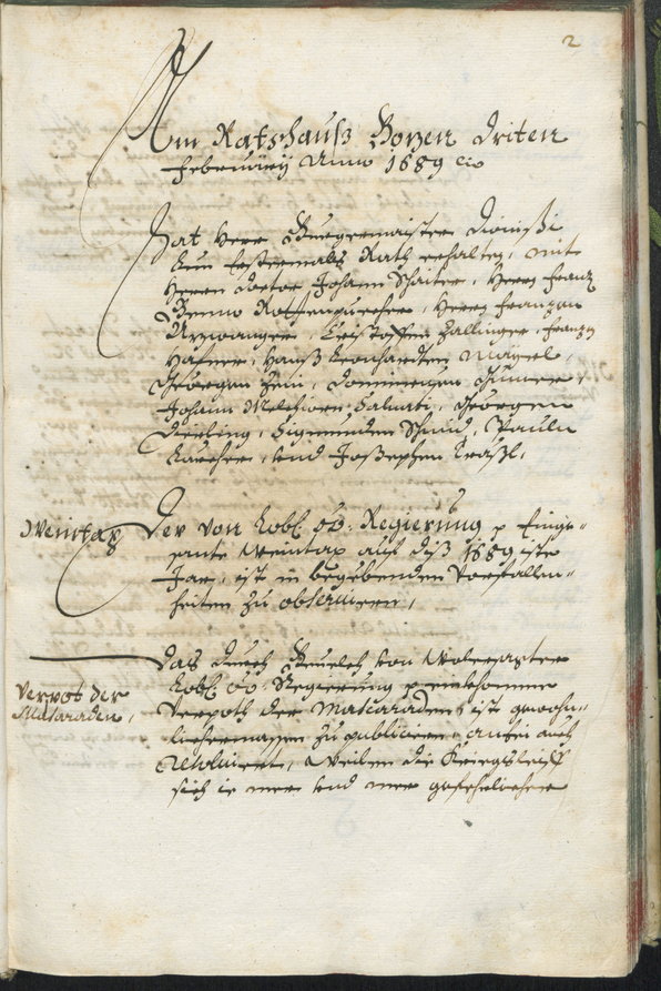 Stadtarchiv Bozen - BOhisto Ratsprotokoll 1689/91 