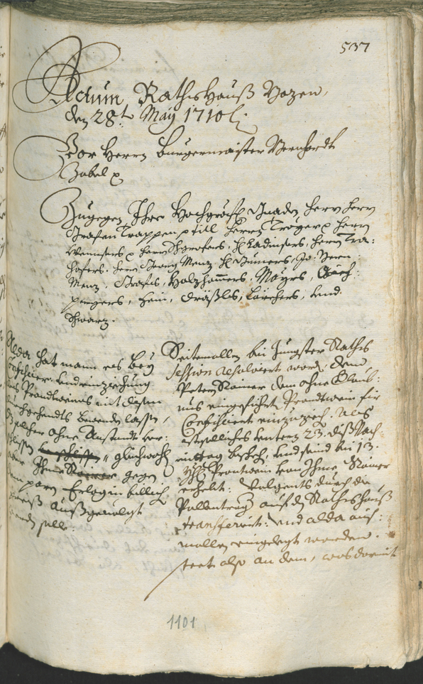 Stadtarchiv Bozen - BOhisto Ratsprotokoll 1708/11 