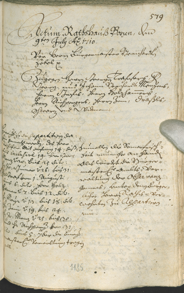 Civic Archives of Bozen-Bolzano - BOhisto Ratsprotokoll 1708/11 