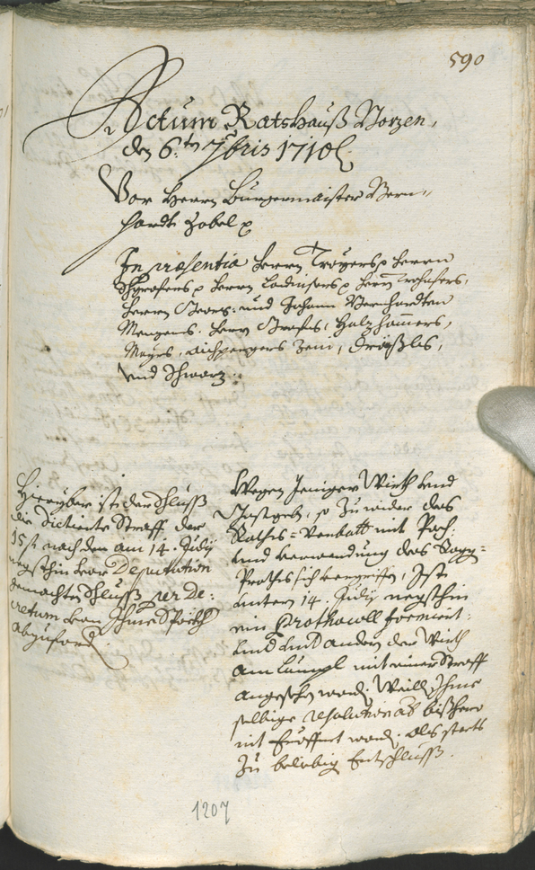 Civic Archives of Bozen-Bolzano - BOhisto Ratsprotokoll 1708/11 