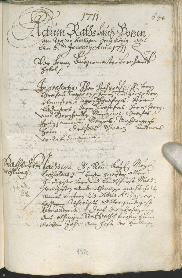 Civic Archives of Bozen-Bolzano - BOhisto Ratsprotokoll 1708/11 