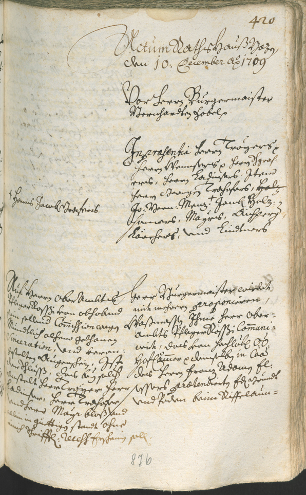 Stadtarchiv Bozen - BOhisto Ratsprotokoll 1708/11 