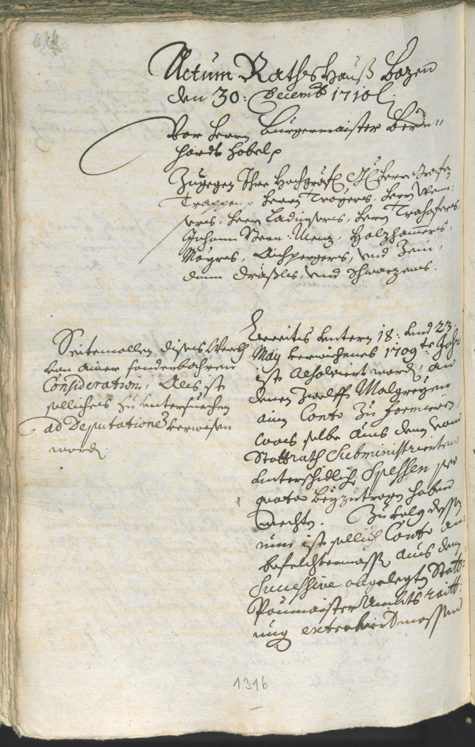 Stadtarchiv Bozen - BOhisto Ratsprotokoll 1708/11 