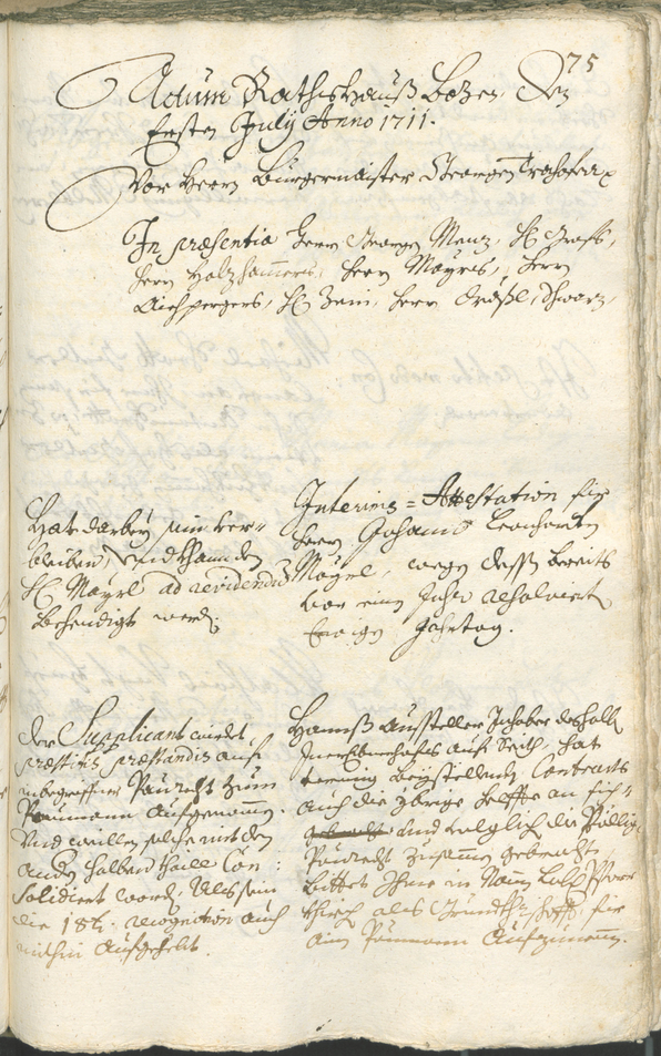 Stadtarchiv Bozen - BOhisto Ratsprotokoll 1711/14 