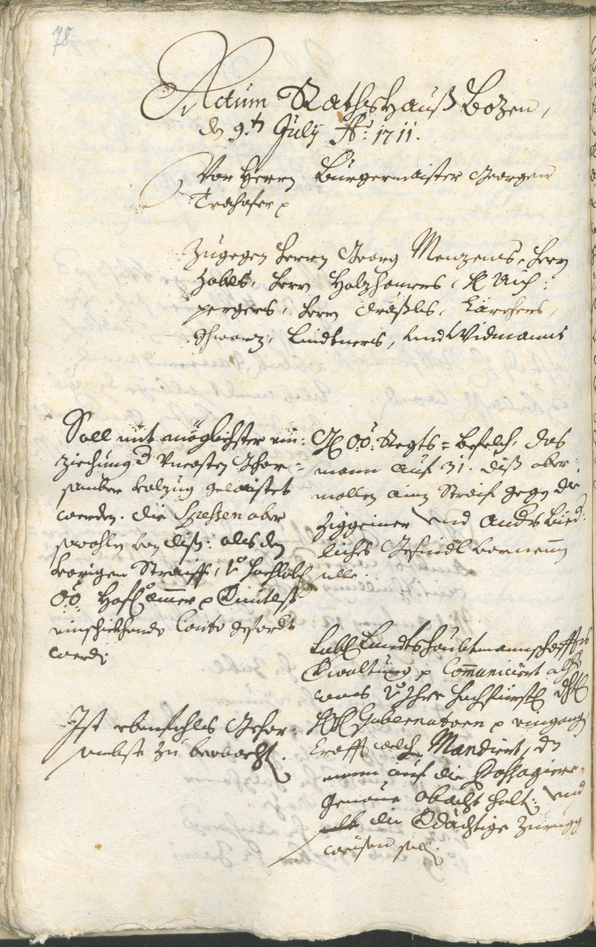 Civic Archives of Bozen-Bolzano - BOhisto Ratsprotokoll 1711/14 