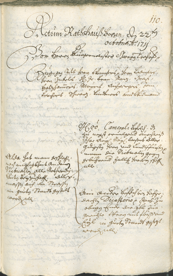 Stadtarchiv Bozen - BOhisto Ratsprotokoll 1711/14 