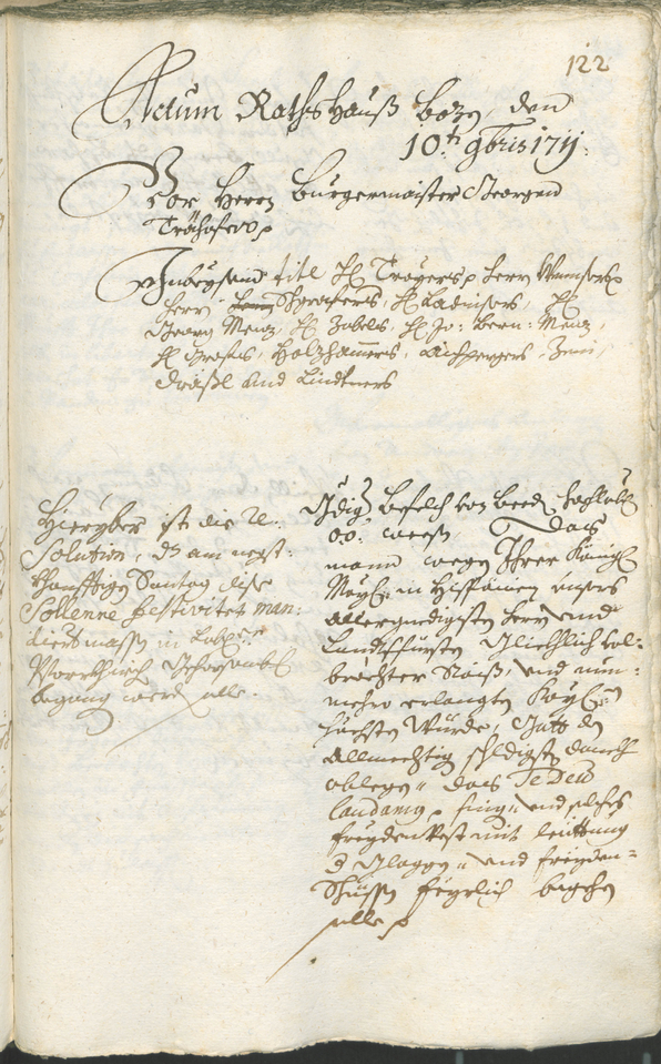 Stadtarchiv Bozen - BOhisto Ratsprotokoll 1711/14 