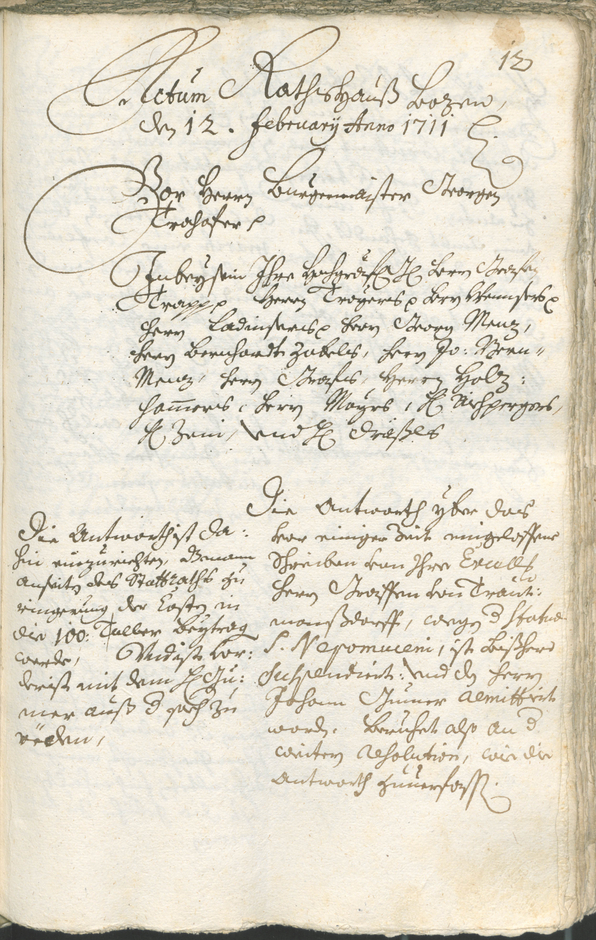 Stadtarchiv Bozen - BOhisto Ratsprotokoll 1711/14 