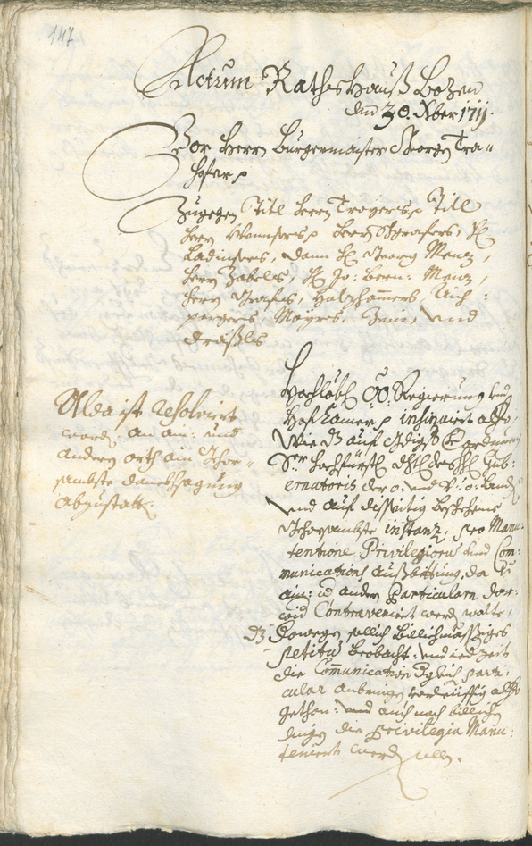 Stadtarchiv Bozen - BOhisto Ratsprotokoll 1711/14 