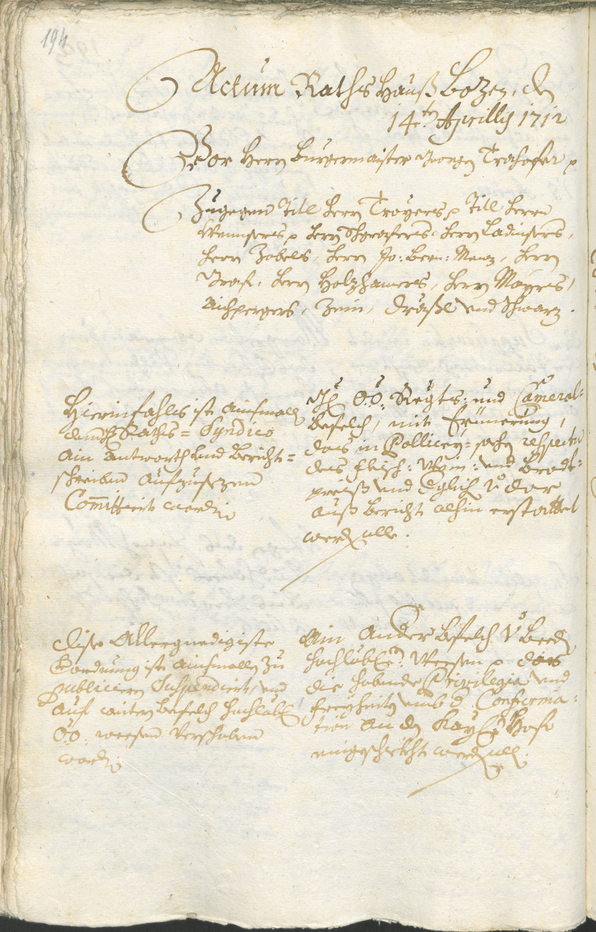 Civic Archives of Bozen-Bolzano - BOhisto Ratsprotokoll 1711/14 