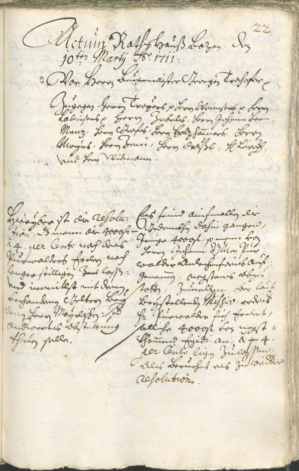 Stadtarchiv Bozen - BOhisto Ratsprotokoll 1711/14 