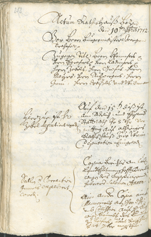 Stadtarchiv Bozen - BOhisto Ratsprotokoll 1711/14 