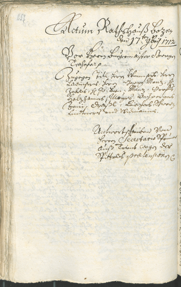 Stadtarchiv Bozen - BOhisto Ratsprotokoll 1711/14 