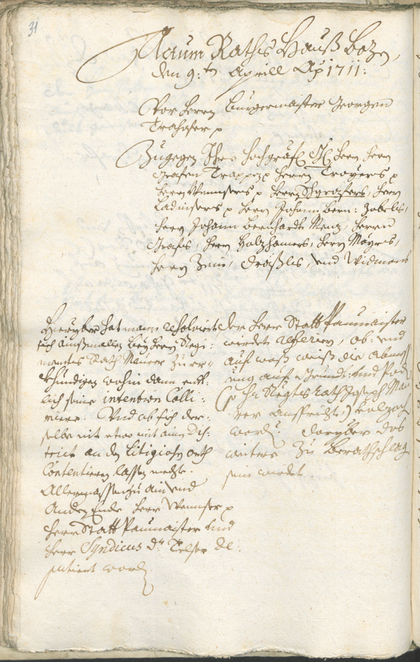 Stadtarchiv Bozen - BOhisto Ratsprotokoll 1711/14 