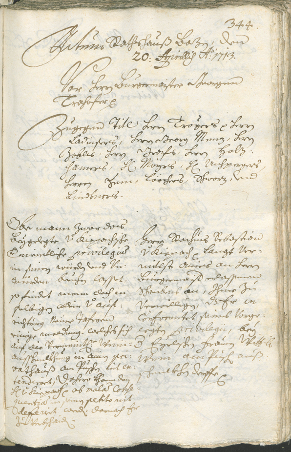 Stadtarchiv Bozen - BOhisto Ratsprotokoll 1711/14 