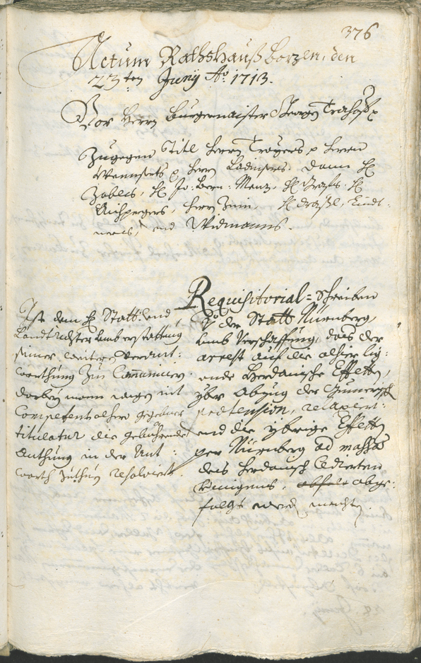 Stadtarchiv Bozen - BOhisto Ratsprotokoll 1711/14 