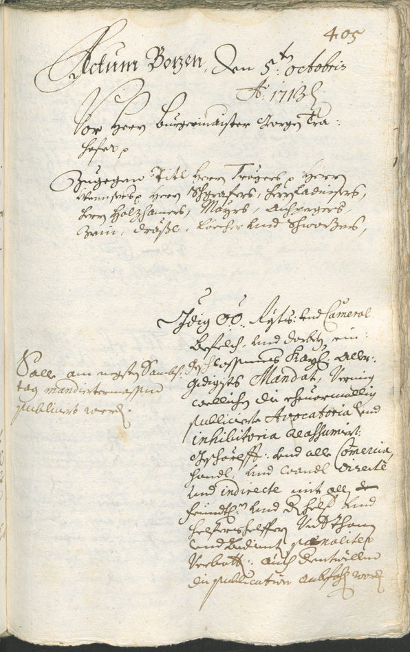 Stadtarchiv Bozen - BOhisto Ratsprotokoll 1711/14 