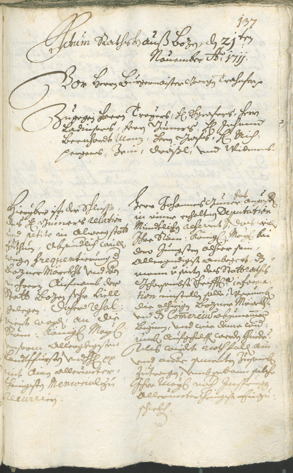 Stadtarchiv Bozen - BOhisto Ratsprotokoll 1711/14 