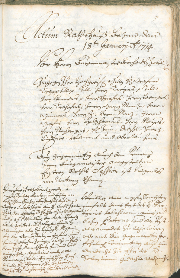 Stadtarchiv Bozen - BOhisto Ratsprotokoll 1714/17 