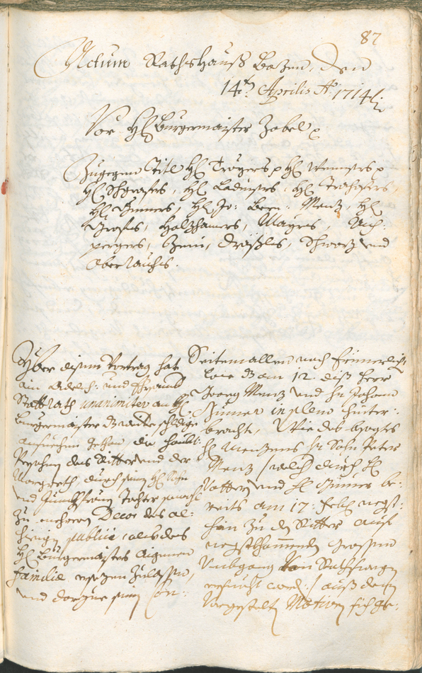 Civic Archives of Bozen-Bolzano - BOhisto Ratsprotokoll 1714/17 