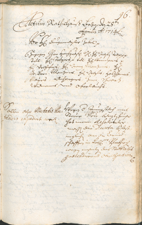 Stadtarchiv Bozen - BOhisto Ratsprotokoll 1714/17 