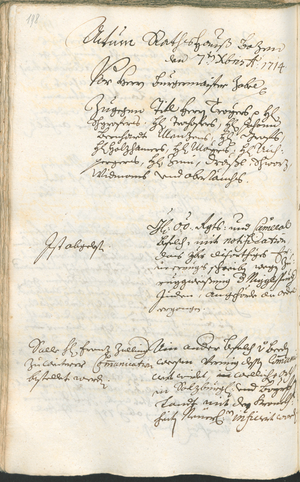 Civic Archives of Bozen-Bolzano - BOhisto Ratsprotokoll 1714/17 