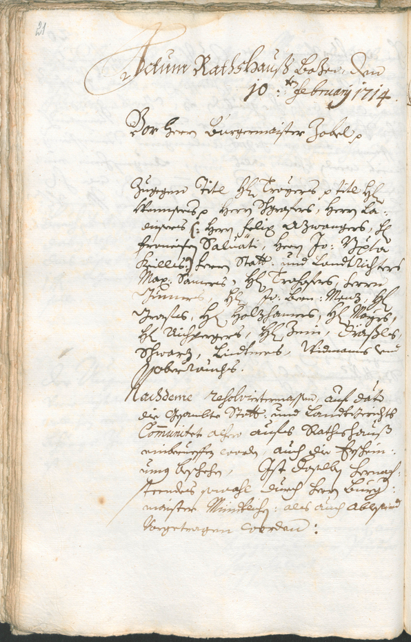 Stadtarchiv Bozen - BOhisto Ratsprotokoll 1714/17 