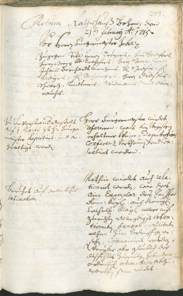 Stadtarchiv Bozen - BOhisto Ratsprotokoll 1714/17 