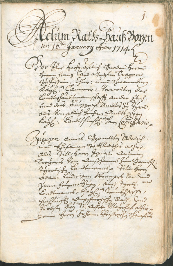 Civic Archives of Bozen-Bolzano - BOhisto Ratsprotokoll 1714/17 