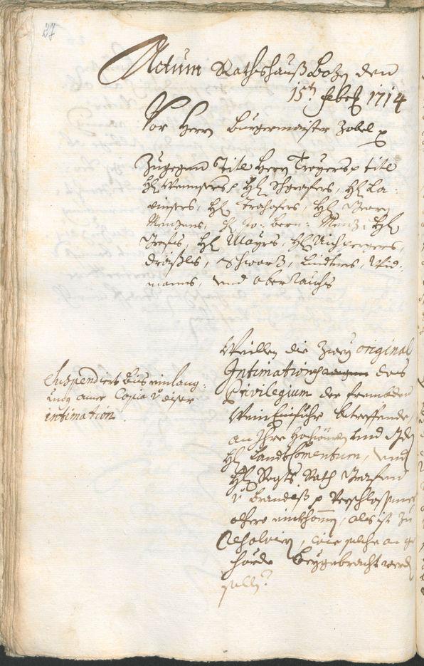 Stadtarchiv Bozen - BOhisto Ratsprotokoll 1714/17 